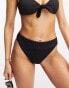 Hollister – Gerippte Bikinihose in Schwarz mit hohem Beinausschnitt und hohem Bund, Kombiteil Черный, XXS - 2XS - фото #3