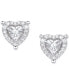 ფოტო #3 პროდუქტის Diamond Heart Halo Stud Earrings (1/4 ct. t.w.) in Sterling Silver