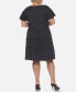 Фото #2 товара Plus Size Short Sleeve V-neck Tiered Midi Dress