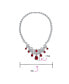 Estate Jewelry Art Deco Style Baguette CZ Red Large Dangling Teardrops Bib Statement Collar Necklace For Women