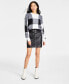 Women's Box Plaid Long-Sleeve Pullover Sweater