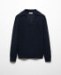 ფოტო #1 პროდუქტის Men's Openwork Knit Polo Neck Sweater