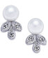 ფოტო #1 პროდუქტის Silver-Tone Imitation Pearl and Crystal Stud Earrings, Created for Macy's