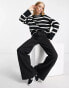 Only high neck jumper in black & white stripe