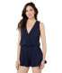 Bobi Los Angeles 290380 Keyhole Surplice Romper Draped Modal Jersey Dark Navy XS