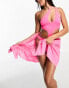 ASOS DESIGN one shoulder asymmetric cut out swimsuit in neon pink неонроса, 46 - фото #3