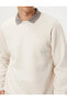 Basic Sweatshirt Polo Yaka Etiket Baskı Detaylı Ribanalı Şardonlu