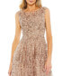 Фото #3 товара Women's Sequined Cap Sleeve Fit And Flare Dress