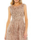 Women's Sequined Cap Sleeve Fit And Flare Dress