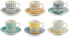 Фото #1 товара Villa d'Este Home Tivoli, Marea Set of 6 Porcelain Coffee Cups with Saucers, 90 ml