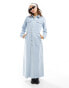 Фото #8 товара Vero Moda long sleeve denim buttondown maxi dress in blue denim