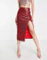 Collective the Label exclusive midaxi sequin skirt in red Красный, US 4 - фото #8