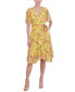 Фото #1 товара Women's Floral Chiffon Split-Sleeve Dress
