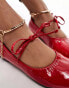 Фото #2 товара Simmi London Wide Fit Abbie Bow ballet flats with ruch detail and removable anklet in red