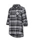 Women's Black, Silver Las Vegas Raiders Mainstay Flannel Full-Button Long Sleeve Nightshirt