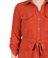 ფოტო #4 პროდუქტის Petite Long Roll Tab Sleeve Shirtdress