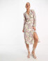 Фото #2 товара Vero Moda long sleeve midi dress in pink and purple floral