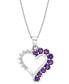ფოტო #1 პროდუქტის Amethyst (5/8 ct. t.w.) & Diamond Heart 18" Pendant Necklace in 14k White Gold