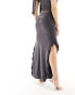 Fashionkilla ruffle detail maxi skirt co-ord in charcoal