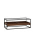 Rectangle Glass Coffee Table with Storage Shelf