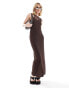 Фото #1 товара COLLUSION double layer mesh maxi dress in brown