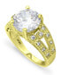 Cubic Zirconia Round Center Stone 18K Gold Plate Ring