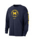 ფოტო #3 პროდუქტის Men's Navy Michigan Wolverines Heritage Max90 Long Sleeve T-shirt