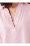 Polo Yaka Düz Kısa Kollu Oversize Kadın Bluz
