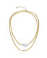 Фото #1 товара Sterling Silver 14K Yellow Gold Plated Genuine Freshwater Pearl Lobster Claw Layered Necklace