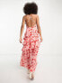 Pretty Lavish ruffle split maxi dress in pink and red floral