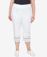 Фото #1 товара Plus Size Pull-On Decorative Hem Denim Capri Pants