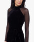 ფოტო #6 პროდუქტის Women's Sheer-Sleeve Velvet Leg-Slit Gown