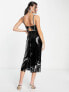 ASOS DESIGN diamante trim shabby sequin midi dress in black