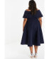 Фото #3 товара Plus Size Scuba Bardot Skater Midi Dress