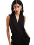 JDY v neck belted jumpsuit in black