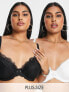 Фото #1 товара Simply Be 2 pack lace padded plunge bras in black and white