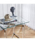 Фото #7 товара Silver Stainless Steel With Acrylic Frame Clear Glass Top End Table