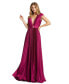 Фото #1 товара Women's Ieena Pleated Plunge Neck Belted Satin Gown