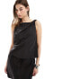 Фото #1 товара Weekday Francis co-ord boatneck drape detail top in black