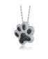 ფოტო #3 პროდუქტის White Gold Plating with Black & White Cubic Zirconia Cat Dog Pet Paw Pendant Necklace in Sterling Silver
