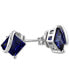 ფოტო #1 პროდუქტის Lab-Grown Blue Sapphire Square Stud Earrings (2-3/4 ct. t.w.) in Sterling Silver