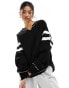 Фото #3 товара ASOS DESIGN notch neck sweatshirt with contrast stitching in black