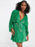 ASOS DESIGN embellishment mini dress in green with blouson sleeve