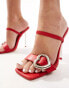 Фото #3 товара Public Desire Wide Fit Rosalita heart buckle sling back heeled sandals in cherry red