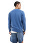 Calvin Klein Jeans embroidered logo crew neck sweatshirt in mid blue