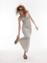 Фото #1 товара Topshop knitted square neck midi dress in silver