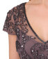 Women's Embellished V-Neck Godet Gown
