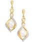 ფოტო #3 პროდუქტის Cultured Freshwater Pearl (7 mm) & Cubic Zirconia Twist Drop Earrings in 14k Two-Tone Gold-Plated Sterling Silver