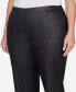 Plus Size Rue Rivoli Women's Faux Leather Flat Elastic Waist Medium Length Pant