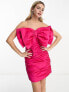 Forever New fallen shoulder bow mini dress in pink